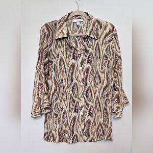 💥4 for $30💥 Dressbarn Patterned Button-Up Pleated Blouse size 1X